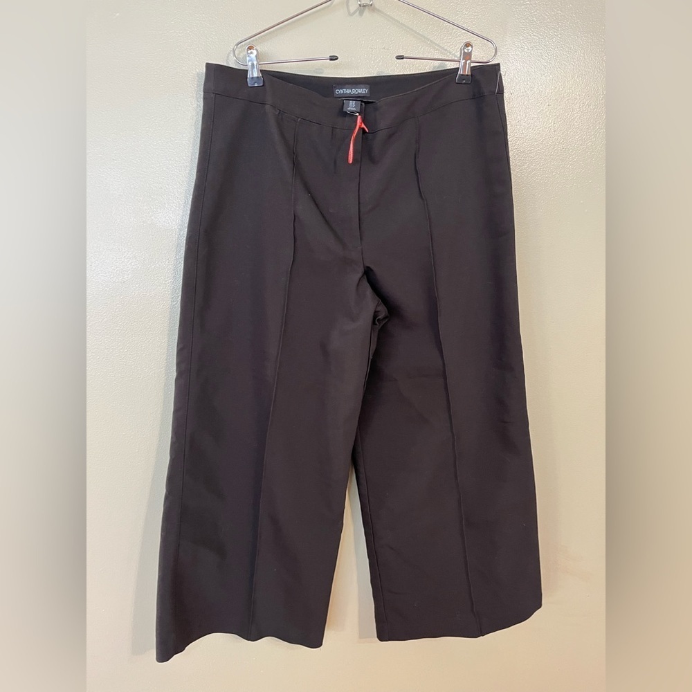 Cynthia Rowley Womens Black Wide Leg Cotton Blend Crop Pants Size 14 New